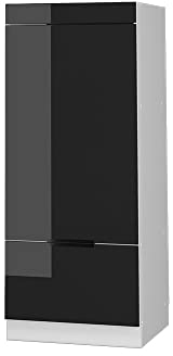 Vicco Mikrowellenschrank Fame-Line, Schwarz-Eiche Hochglanz/Weiß, 60 cm