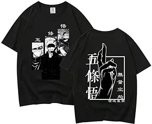 zhedu Japanisches Manga Satoru T-Shirt Fashion Tops Anime Fashion Kurzarm Mädchen Jungen Geschenk Übergroße T-Shirts (L,Color 01)