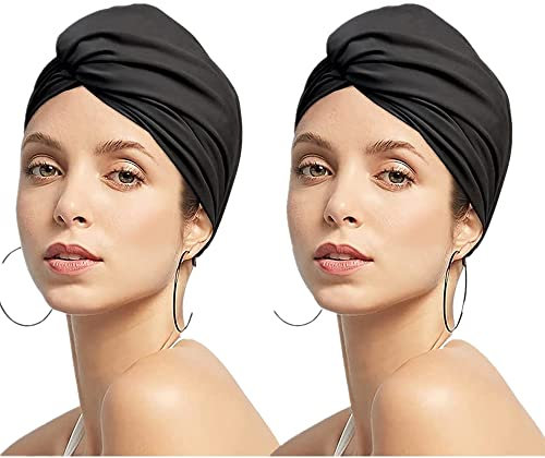 IBLUELOVER Bonnet de Bain Turban de Natation en Tissu Plissé Bonnet de Natation Protection Cheveux et Oreilles Chapeau de Bain pour Plage Piscine Spa Femmes Filles Bonnet de Douche Non Imperméable