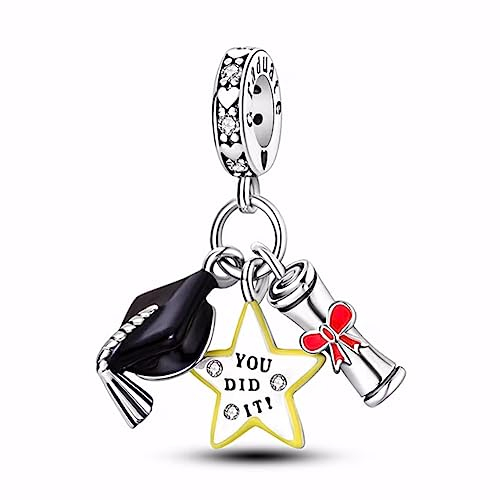MariaFonte Charm New 2025 Kompatibel Alle Marken Anhänger Abschluss Diplom Hut Sterne Schriftrolle Geburtstag Jahrestag Anhänger Original Angebote Silber 925 Mama Bead Glücksbringer Herz Weihnachten