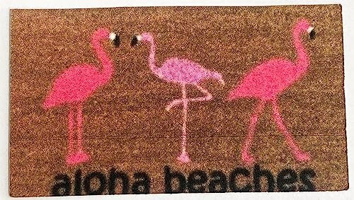 Melody Jane Dolls House Door Mat Aloha Flamingo Welcome Porch Hall Outdoor Step Accessory
