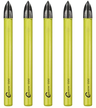 Masonry Carbide Drill Bits Set - 5pcs 6mm Tungsten Carbide Tip with Round Shank for Wood Plastic Masonry Ceramic Tile Concrete SANLEETEK