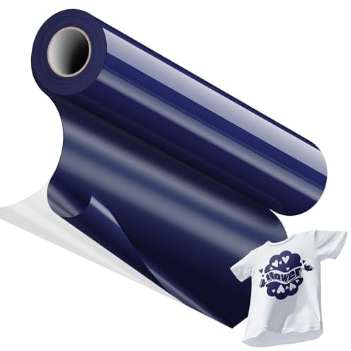 JAVIGA Plotterfolie Textil-30,5cm x 6m Marineblau Flexfolie Plotterfolie Vinyl für PlotterMaschine, Bügelfolie für DIY T-Shirts & Stoffe, Plotter Zubehör Textilfolie Plotter Eine Rolle