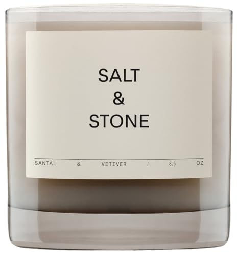 Salt & Stone Coconut & Soy Blend Scented Candle, Santal & Vetiver 8.5 oz