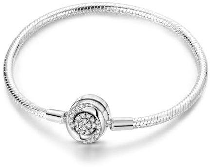 NARMO Bracciale per le Donne 925 Sterling Silver Snake Chain Bracelet fit Pandora Charm 6.7in