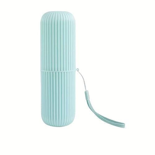 EliteKoopers 1Pcs Green + Lanyard Toothbrush Storage Container, Gargle Cup, Toothpaste Holder Box For Travel Toiletries Storage Cup Container