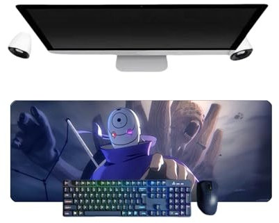PUrar Japanisches Anime Uchiha Obito XL Multifunktions-Gaming-Mauspad, 800 x 300 mm, Mauspad, Gaming-Tastatur, wasserdicht und Basis aus rutschfestem Gummi, strukturierte Oberfläche