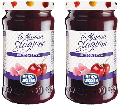 Menz&Gasser, Spalmabile Ciliegia e Rosa La Buona Stagione, 100% Frutta IQF di Alta Qualità, Lavorata con Passione in Trentino-Südtirol, Senza Glutine, Limited Edition, Vegan, 2 Vasi x 240 g