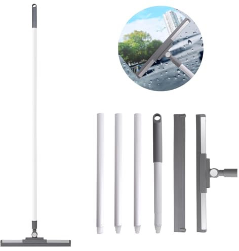 Jubor Escobilla para Suelo de Silicona 36cm, Profesional Escobilla de Ventanas, Escobilla de Agua Limpiador con Mango 4 Piecas 136cm, Escobilla de Piso para Suelos, Ventanas, Azulejos, Garaje