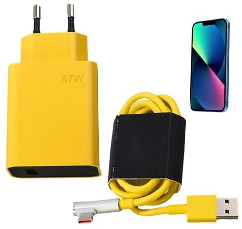 Cargador rápido USBC de 67 W: diseño de ángulo de 90 Grados Cargador de Pared súper rápido con Chip Inteligente, Cable Tipo C con Enchufe Plegable, diseño ergonómico, Enchufe de 90 Grados de Carga