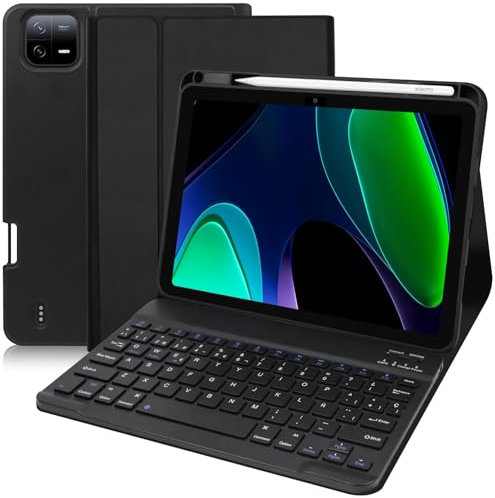 WINCHKING Funda con Teclado para Xiaomi Pad 6SPro 12.4” - Teclado Español Ñ Bluetooth, Magnético Desmontable Funda con Teclado Xiaomi Pad 6SPro, Xiaomi Pad 6S Pro 12.4 (Negro, 12.4)