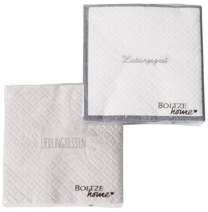 Boltze 2045978 Home Servietten-Set, Lieblingsgast und Lieblingsessen, Grau