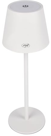 PNI LTW04 Tischleuchte mit LED 2,5 W, Akku 1200 mAh, Aufladung über USB-C, 150 Lumen, warmweißes Licht 3000 K, Farbe Weiß
