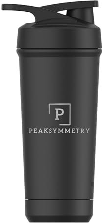 Peaksymmetry Edelstahl Protein Shaker, 750ml – Hochwertiger Shaker für Eiweiß, Sport & Fitness, mit Skala – Perfekt für Eiweißshakes, Diät und Fitnessdrinks