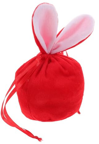 Cabilock Samt Kordel Bag Ostern Kaninchen Behandelt Bag Rot Großes Plüsch Osterhasen Ohren Süßigkeitenbeutel Mit Griff