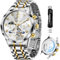 OLEVS Automatikuhren für Herren, Business-Armbanduhr, mechanisch, Edelstahl, wasserdicht, selbstaufziehend, klassisches Datum, luxuriös, Diamant-Armbanduhr, Silberuhren 21, Herrenuhr