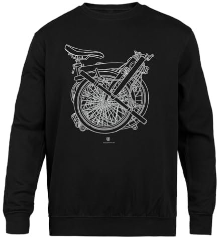 Jinbetee Faltrad Schwarze Linien Schwarzer Unisex-Pullover mit Rundhalsausschnitt