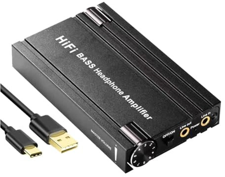 JANZU Amplificador de auriculares HiFi 16-600Ω Amplificador para auriculares recargable Salida de entrada AUX 3,5 mm + Control de volumen para teléfonos