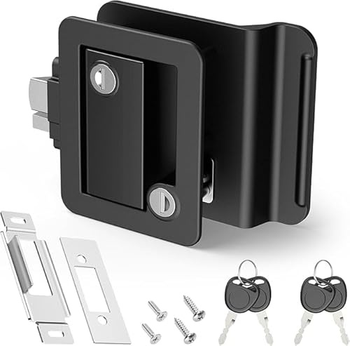 Zodazoqa RV Travel Trailer Entry Door Lock, Caravan Door Lock With Keys | With Paddle Deadbolt, Camper Door Handle Latch, For Camper Horse Trailer Cargo, Zinc Alloy Material, Smooth Surface