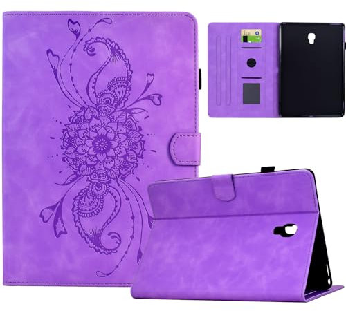 Funda para Samsung Galaxy Tab A 10,5 Pulgadas 2018 SMT590/T595/T597 - Funda de Cuero de Primera Calidad Smart Folio Case con Soporte y Billetera - Púrpura