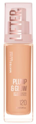 Maybelline Foundation Lifter Plump & Glow, SPF20, Buildable Coverage, 120 | With SPF20, All Day Wear, Buildable and Radiant Coverage, Brighter Skin Overtime, Plump & Glow Foundation