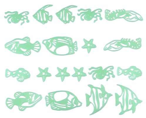 Leuchtender Wandaufkleber 4 Satz, Tropische Fischmotive, Grün | Kunststoff, für Hochzeit und Geburtstag, Wandsticker Leuchtend, Leuchtende Aufkleber