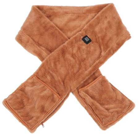 BSTCAR Beheizte Schals mit 2 Taschen, Winterschal, USB-elektrischer Heizschal, Halswärmer für Winter, Damen und Herren (Braun)