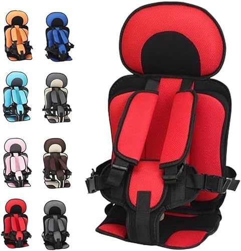 Einfacher, Tragbarer Auto-Kindersitz Mit Sicherheitsgurt, Leicht, For Kinder Von 1-3 Jahren, Geeignet For Golfwagen Und Flugzeuge(Red,Large)