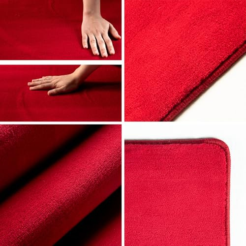 KADIMA DESIGN Schlafzimmerteppich Unifarben Elegant Pflegeleicht Modern Waschbar Rot 60x110 cm Schlafzimmer Fußbodenheizung geeignet Oeko-TEX rutschfest Gekettelt Flur Schadstoffgeprüft | Lech