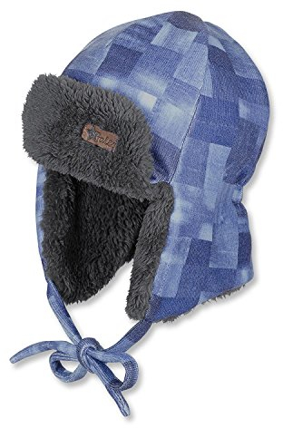 Sterntaler - Jungen Fliegermütze Wintermütze Fellfutter kariert, blau, Größe 47