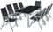 TecTake® Conjunto Muebles Jardín Exterior 9 Piezas, Estructura de Aluminio, Mesa y Sillas Terraza Impermeables, Resistentes a Intemperie, Sillas Plegables y Reclinables, Tela Transpirable - Antracita