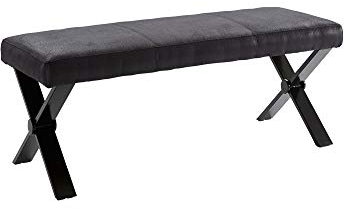 byLIVING Vorbank CLAUDE / Moderne Sitzbank mit einem Vintage-Bezug in schwarz / Metall Gestell schwarz pulverbeschichtet / Bank ohne Rückenlehne / B 141, H 51, T 51,5 cm