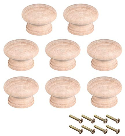 sourcing map Round Wood Knobs,8Pcs 44mm Dia Cabinet Furniture Kitchen Pulls Handles for Dresser Drawer Wardrobe, Wood