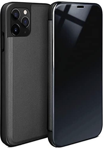 moex Void Case für Apple iPhone 11 Pro Max Hülle in Hochglanz Optik, Clear View Cover Spiegelhülle, Flip Case 360 Grad Schutzhülle mit Spiegel, Rundumschutz Handyhülle, Anthrazit