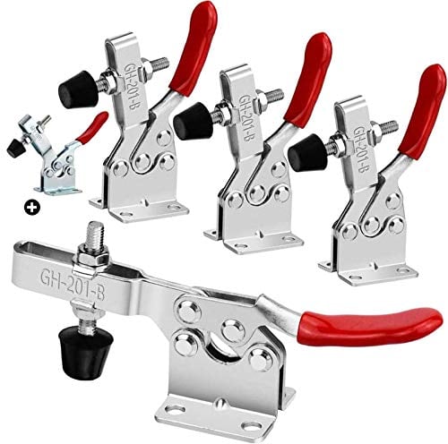 4Pcs Abrazadera De Palanca, Toggle Clamp GH-201-B 201Lbs (90KG) Capacidad Sujeción Antideslizante Horizontal Liberación Rápida Herramienta
