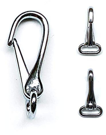 Nbrand JA Horse - Trensenhaken Zügelsnap Snaps Karabinerhaken Trensenkarabiner Scherenkarabinerhaken Pferd Druckguss vernickelt Brass (1 Stück, Brass Silber)