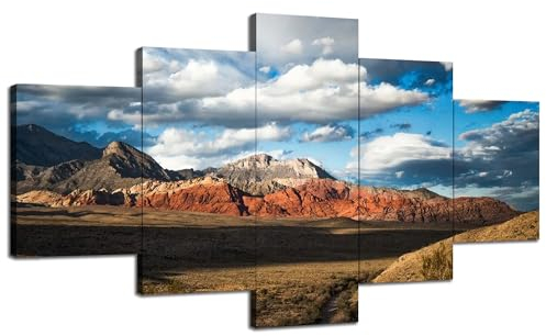 Las Vegas Red Rock Wandkunst, Nevada-Gemälde, Wanddekoration, Berge, Landschaft, Bild, Leinwanddruck, gerahmt, für Zuhause, Wohnzimmer, Schlafzimmer, Dekoration, fertig zum Aufhängen (152,4 cm B x