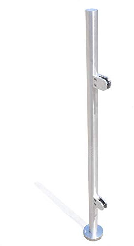 ROMYIX 316 Stainless Steel Glass Balustrade with Glass Clamps and Rubbers,1100mm Coner Post Balustrade Posts Glass Railing Column Outdoor Handrail,fits 10~12mm Toughened Glass (Corner Post)