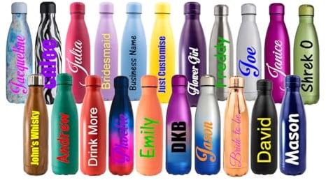 Personalised Custom Stainless Steel Water Drink Bottle with Screw Lid - Any Name, Word, Business, Sports, School, Promotional Merchandise