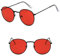 WQZYY&ASDCD Sonnenbrille Herren Damen Metallrahmen Brille Runde Männer Reflektierende Beschichtungsgläser Frauen-Rot