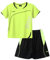 Yeahdor Kinder Jungen Sport Kleidung Set Kurzarm Sportshirt mit Kurz Hose Loose Fit Fußball Basketball Sportanzuzg Trainingsanzug Da Leuchtend Grün A 158-164