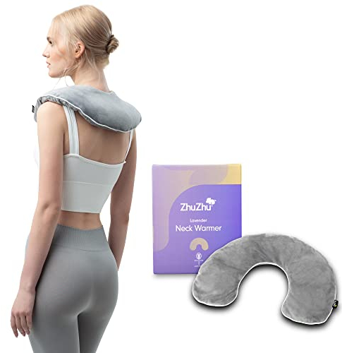 Zhu-Zhu Lavender Neck Warmer Grey Wheat Bag Microwavable Neck and Shoulder Soothing Heat Pack Pain Relief Microwave Heat Pad