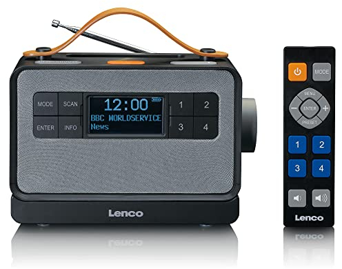 Lenco PDR-065 Demenz und Alzheimers tragbares DAB+ Radio - Bluetooth - FM Radio - einfacher und normaler Modus - Dockingstation - Uhr und Weckfunktion - Akku - schwarz/grau