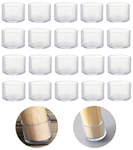 Lot de 20 protecteurs de Pieds de Chaise Ronds en Silicone de 16 mm pour Pieds de Chaise, Capuchons de Pieds de Tabouret pour éviter Les Rayures sur Le Sol en Bois Dur et réduire Le Bruit