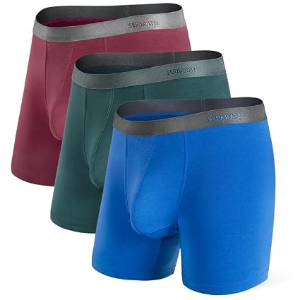 Separatec Hommes Caleçon Boxer en Fibre de Bambou avec Poches Séparées sous-vêtements Caleçon Classique à La Mode, Lot de 3