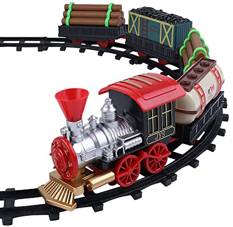 Weihnachtszug Set, Elektrisch Weihnachtszug mit Schienen, Klassik Elektrischer Zug Spielzeuge mit Lokomotive, Weihnachtsbaum Deko Weihnachtszug Geschenke für Kinder Jungen Mädchen