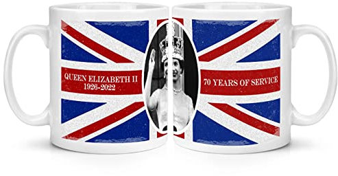 Union Jack Queen Elizabeth II 1926–2022 Tasse, 284 ml, Gedenkgeschenk für Ihre Majestät-Flagge