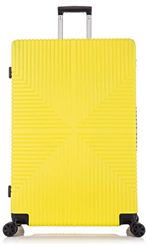 DK Luggage 24 Medium Lightweight Hard Shell Suitcase 4 Wheel Spinner Luggage ABS-30 Yellow