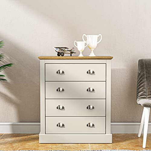 Galano Sufy 4-Drawer Chest – Wide Storage Cabinet for Bedroom, Entryway, or Living Room – Modern Chest of Drawers for Clothes & Organization – Light Grey