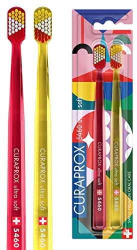 Curaprox CS 5460 Handzahnbürste ultra soft, Special Edition: Power Smile, 2 Stück, weiche Zahnbürste